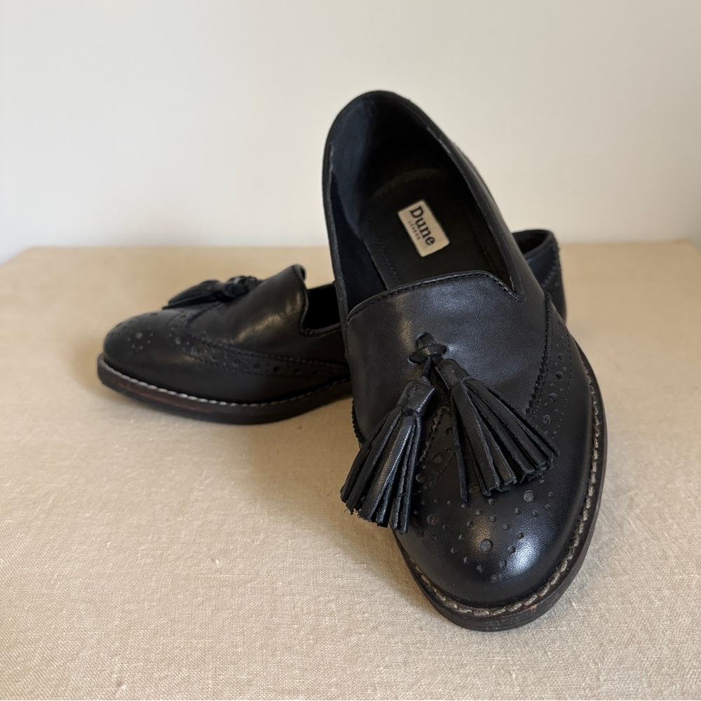 Dune London Black Leather Tassel Loafers 7 - Picture 1 of 8